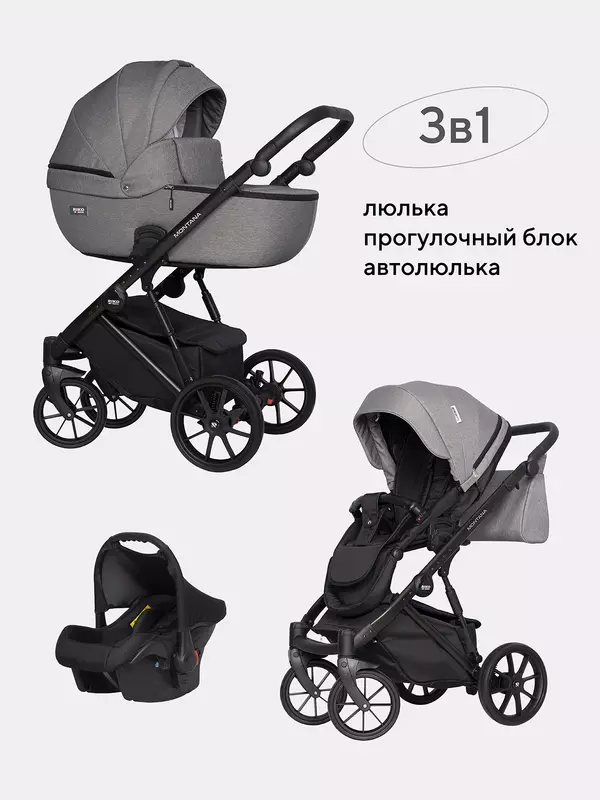 Коляска 3 в 1 Riko Basic Montana 04 графит