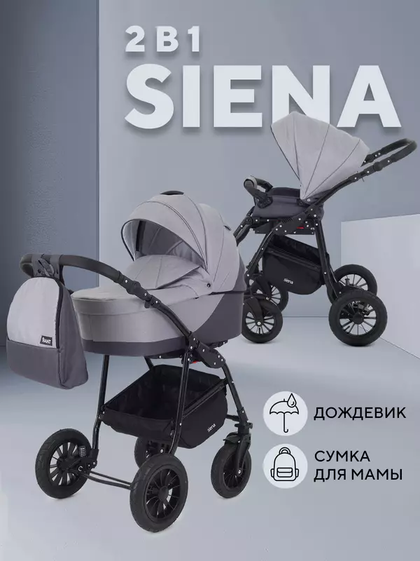 Коляска 2 в 1 Rant Siena 2024 02 темно-серый - светло-серый