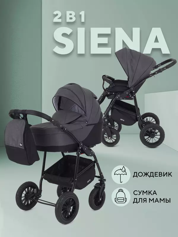 Коляска 2 в 1 Rant Siena 2024 01 графит-серый